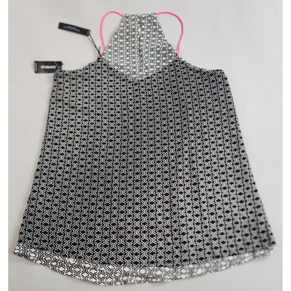Express blouse top shirt womens XS reversible black white polyester $44 ladies